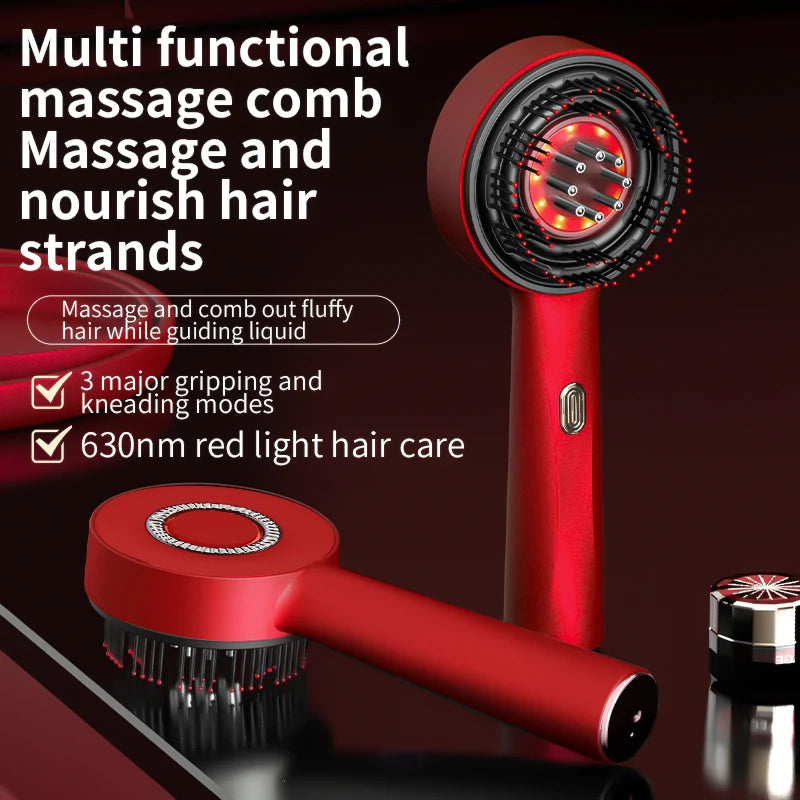 Electric Massage Comb Vibration Red Light Therapy Hair Growth Massage Scalp Brush Anti Hair Loss Liquid Oil Applicator